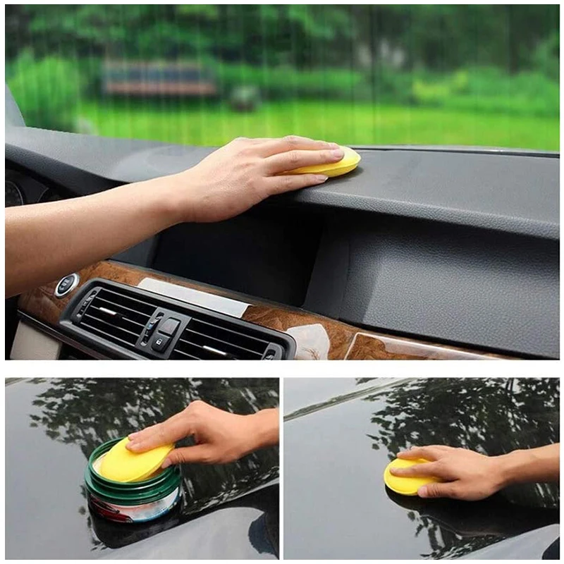 Wax Applicator Pad - ฟองน้ำขัดเงารถยนต์ทรงกลม 12 ชิ้น, แผ่นฟองน้ำความหนาแน่นสูงสำหรับการเคลือบเงารถ, อุปกรณ์ทำความสะอาดและล้างรถ